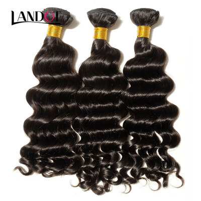 

10A Unprocessed Brazilian Virgin Human Hair Weaves 4 Bundles Loose Deep Wave Curly Natural Black Can Bleach 613 Color 2 Year Life