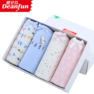 

Butterfly Anfen stretch cotton 4 loaded womens underwear female cute printed waist pants boys shorts gift box