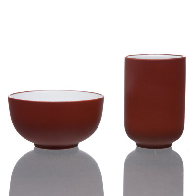 

Chinese Zisha Clay Glazed Red Aroma Tea Cup Set