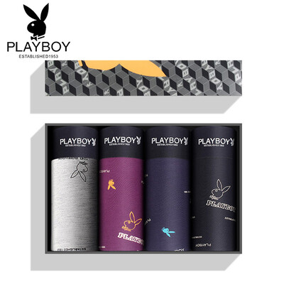 

Playboy Mens Underwear Ice Silk Panties Men u Convex Sexy Mens Boxer Briefs Elastic Breathable Mid Waist Shorts Mens 4 Pack 5596C Multicolor XXXL