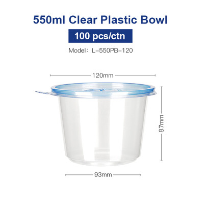

OTOR Salad Bowl with Lid Take Away Food Container Clear Plastic Bowl Box for Fast Food Bento Microwaveable 120mm180mm 100pcs