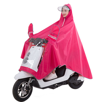 

Yuhang YUHANG outdoor riding adult electric battery motorcycle raincoat men&women single poncho big hat  rose red