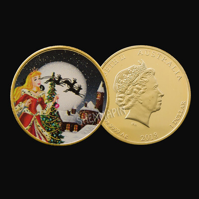

European&American princess coin Christmas coin gold plated cartoon coins collection gifts
