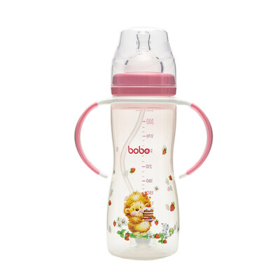 

Le Bao bobo PP handle straw wide mouth bottle variable flow nipple 330ml red newborn