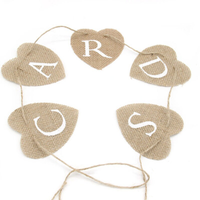 

FANLUS Cards Natural Burlap Bunting Banner Heart Rustic Wedding Decor Party Decoration