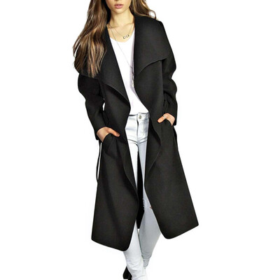

2018 New Arrival Spring Autumn Long Sleeve with Belt Jacket Women Casual Jacket Coat Long Coat Trench Women