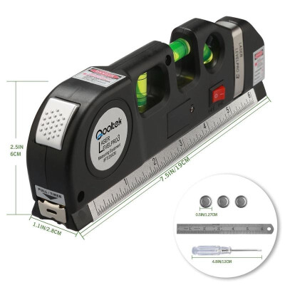 

Multipurpose Laser Level Horizon Vertical Measure Tape 8FT Aligner With Ruler