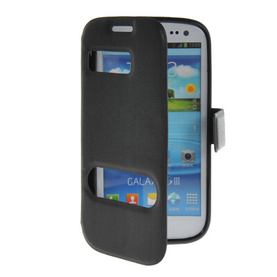 

MOONCASE View Window Leather Side Flip Pouch Stand Shell Back ЧЕХОЛ ДЛЯ Samsung Galaxy S3 I9300 Black