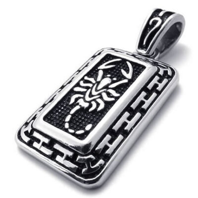 

Hpolw Animal Jewelry For Mens Stainless Steel Casting Silver Scorpion Pendant Geometrical pattern Necklace