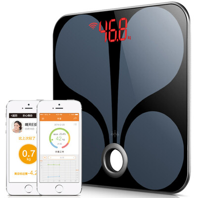 

Happy heart melody smart body fat scale wifi version of the electronic scale weight scale fat scale human health scale micro letter Internet elegant black
