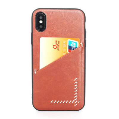 

Iphone X Fashion Simple stripe Card Business Leather Phone Cases iPhone78plus