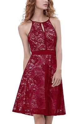 

New Womens Halter Floral Lace Cocktail Party Dress