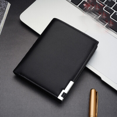 

New Fashion Mens Casual Toothpick Iron Edge PU Short Wallets Purse Money Clips