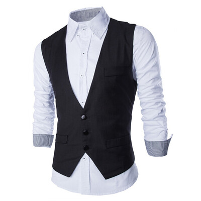 

Zogaa Mens Vest Korean Simple Single-breasted Slim