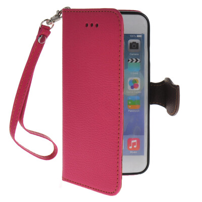 

MOONCASE Litch Skin Leather Side Flip Wallet Slot Pouch Stand Shell Back ЧЕХОЛ ДЛЯ Apple iPhone 6 ( 4.7 inch ) Hot pink