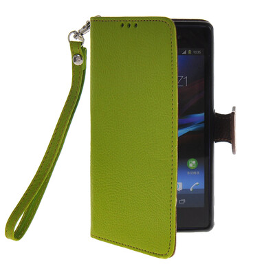 

MOONCASE Лич кожи Кожа Флип сторона кошелек держателя карты Чехол с Kickstand чехол для Sony Xperia Z1 L39h Грин