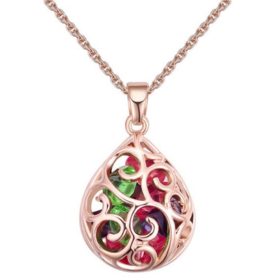 

Water Drop Crystal Necklaces Pendant For Women Fashion Jewelry Accessories High Quality Stylish Bijoux White Gold Plated 27977