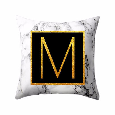 

Modern Pillowcases 4545 Gold Alphabet Word Letter White Marble Pattern Pillow Case Super Soft Throw Sofa Bed Cushion Cover Protec