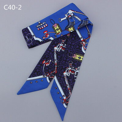 

JeouLy 2018 Women Skinny Scarfs Fashion Print Twilly Headband Spring Summer Decoration For Handbag Hair Wrist bag tape orange