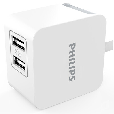 

Philips DLP3018 двойной складной USB адаптер питания / зарядное устройство телефона / зарядки головной телефон для Mac Android белой таблетки