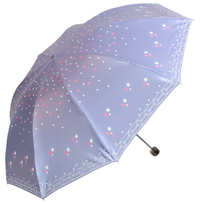 

Heaven umbrella to strengthen the strengthening of five-star sparkling black polyester color silk five-pointed three-fold sunny umbrella umbrella light purple 33252E