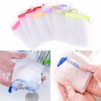 

5pcs Hanging soap storage bag organizer Cleaning Cream Nylon Soap Mesh soap Bag