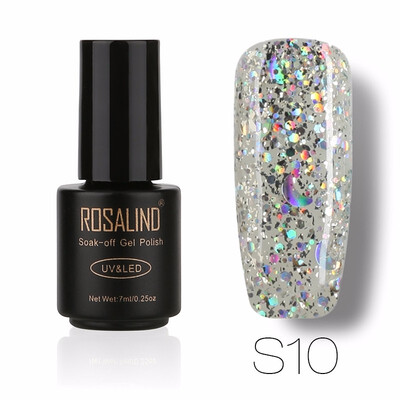 

ROSALIND Gel 1S Black Bottle 7ML Star&Moon glitter S01-12 UV LED Soak-Off Gel Nail Polish Nail Art Semi Permanent Gel Varnish