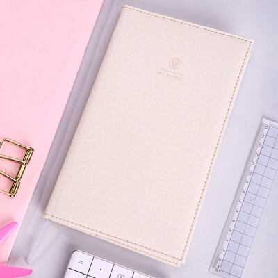 

Deli deli leather literary hand account book schedule this solid color hand-painted illustration book rice white SZ602