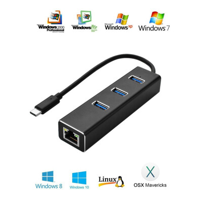 

Aluminum 4 in 1 Type C adapter USB-C HUB with High speed 5Gbps data rate of 3 USB30&Gigabit Enthernet for MacBook Laptop