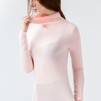 

Canvaus New Women Solid High Collar Modal Long Sleeve T Shirt Undershirt Tops