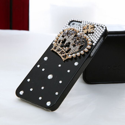 

Mixed Pattern Beautiful Rhinestone Series Hard Case Cover For Apple iPhone 5 5S4 4S crown black shell