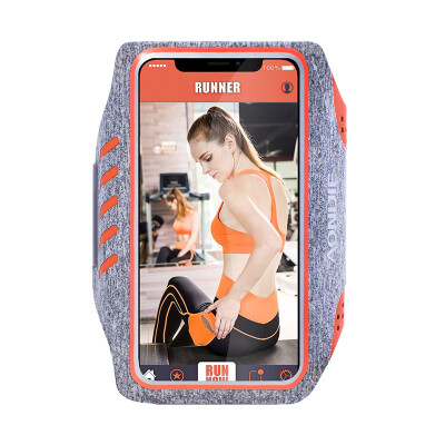 

AONIJIE running arm bag men&women sports arm bag fitness wrist bag touch screen waterproof phone bag Apple Huawei millet glory orange 5 inch