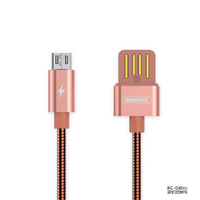 

REMAX Spring Metal Micro USB Data Cable 1m 21A Dual side USB cable Sync Charger Cable fast Charging cable for XiaomihuaweiHTC