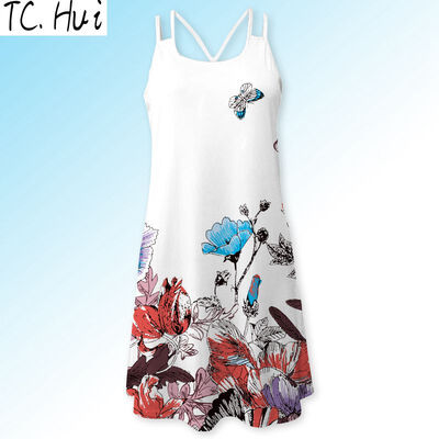 

2018 Europe&the United States new wild casual vests digital printing in the long section of the Slim bottom vest