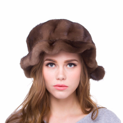 

Winter womens warm hat real mink fur suede handmade natural fur cap fashion personality design 2018 new discount popular city