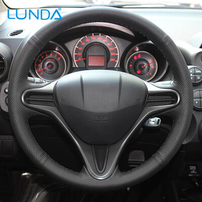 

LUNDA Black Leather Car Руль Обложка для Honda Civic Old Civic 2006-2011