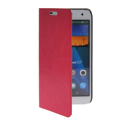 

MOONCASE Slim Leather Side Flip Wallet Card Slot Pouch with Kickstand Shell Back чехол для Huawei Ascend G7 Hot pink