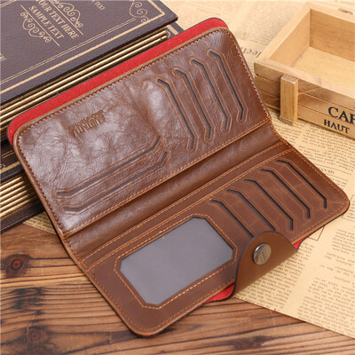 

Casual Genuine PU Leather Men Long Billfold Wallets Vintage Top Male Purse