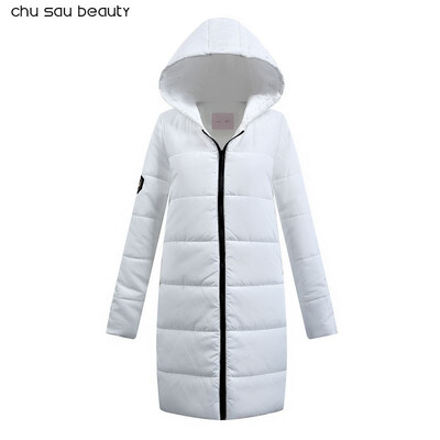 

Chu Sau Beauty 2018 New Winter Trend Fashion High Quality Women Coat Warm Winter Outfit Long Sleeve White Down Coat Cotton Parka