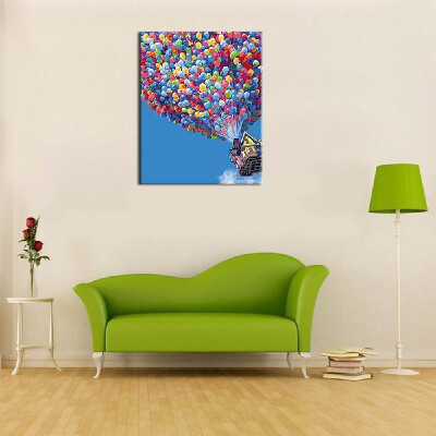 

DIY Oil Painting by Numbers Hand Painted Flying Ballon Pattern Cotton Cloth Unframed Oil Painting