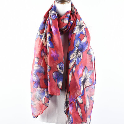 

Guttavalli Nice Women Soft Flowers Long Shawl Summer Chevron Printing Scarf Viscose Stripes Geometric Skinny Wraps