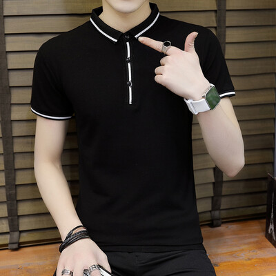 

DaMaiZhang Brand Soild Slim Polo Fashion Casual Business Shirt Summer Tshirt High Elastic Quality Top Tee for Men