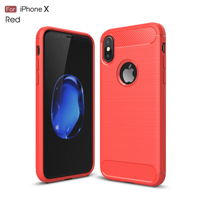 

Goowiiz Phone Case For Iphone 78X Fashion Slim Carbon Fiber TPU Soft Silicone Prevent falling