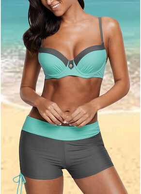 

2018 Color Block Patches Underwire Push Up Padded Bikini