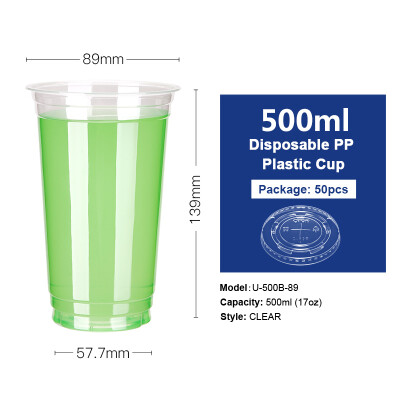 

OTOR 500ml660ml Disposable Juice Cups with Lids PP Clear Cup for Hot & Cold Drinks Iced Coffee Bubble Boba Smoothie 50pcs