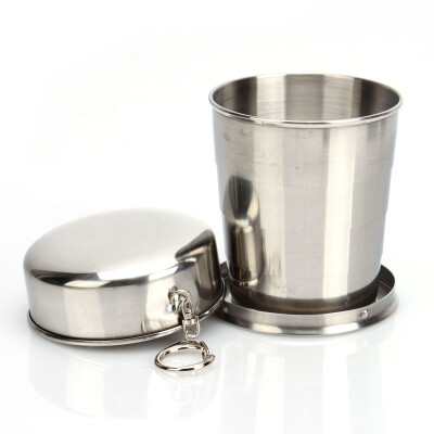 

mymei Stainless Steel Portable Folding Travel Cup Mugs Keychain Telescopic Retractable