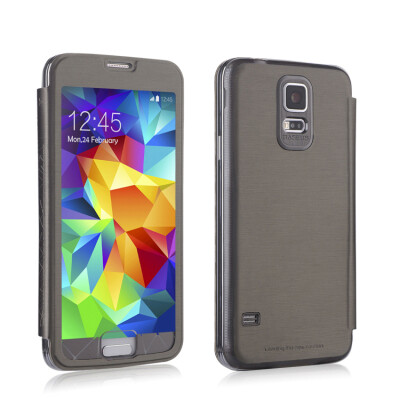 

MOONCASE Stylish Flip Leather Wallet Card Holder Pouch Stand Back Case Cover For Samsung Galaxy S5 I9600 Grey