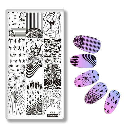 

Mezerdoo War Theme Stainless Steel Nail Stamping Plates Soldier Bullet Marks Patterns Nail Art Stamp Manicure Tools C06