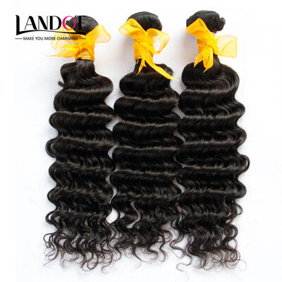 

9A Malaysian Virgin Hair Deep Wave 100 Human Hair Weaves 3 Bundles Lot Malaysian Deep Curly Remy Hair Extensions Natural Black 1B