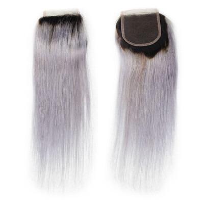 

Nami Hair 1b / Grey Ombre 4X4 Кружевное закрытие Бразильские прямые человеческие волосы Два цвета тона 10 "-16" T1B / Silver Grey Ombre Hair